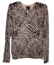 89th &amp; Madison Sweater, 89th + Madison Sweater Cardigan Open Front Leopard Print - £15.84 GBP