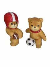 Enesco Lucy &amp; Me Lucy Rigg Football Bear With Helmet &amp; Soccer Bear 1980 Lot Of 2 - £13.39 GBP