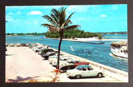 Boynton Inlet Old Cars Fishing Boat Palm Tree Florida Curt Teich Postcard c1960s - $4.99