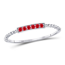 10kt White Gold Womens Round Ruby Beaded Stackable Band Ring 1/20 Cttw - £94.90 GBP