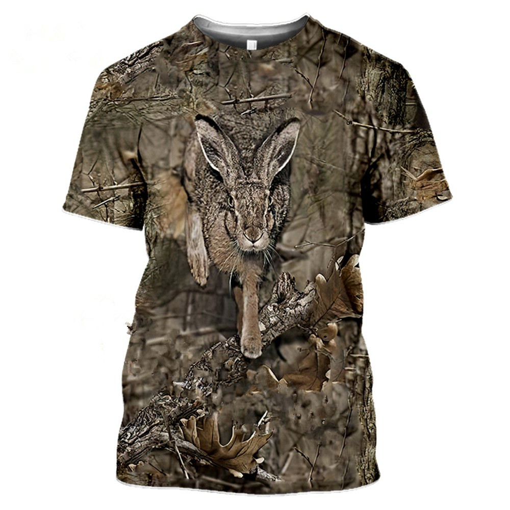 Camouflage duck deer hunting animals wild boar 3D summer leisure men&#39;s T... - $9.99