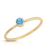 Galaxy Gold GG 14K Solid Gold Natural Blue Topaz Round Bezel Set Ring fo... - $295.01
