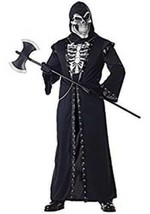 Mens Skeleton Crypt Master Robe, Hood, Mask 3 Pc Halloween Costume-size L - £27.25 GBP