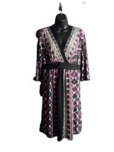 Motherhood Maternity Dress Long Sleeve Multicolored Geometric V-neck Mid... - $18.80