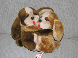 Carousel By Guy Stuffed Plush Puppy Dog Brown Hugging Hug Animal Fair 7" Set - $27.71