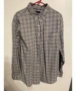 Men&#39;s Croft &amp; Barrow Easy Care Sleeve Plaid Button Front Shirt XL Grey P... - $20.46 CAD