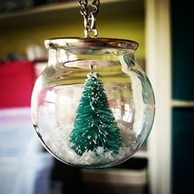 Unique Christmas Tree &amp; Snow Globe Necklace Cute Festive Miniature Xmas Dome - £11.04 GBP