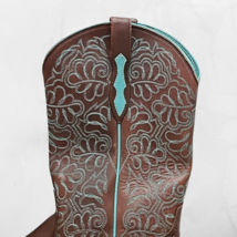 Arait Western Ladies Cowboy Boots Brown Turquoise Size 8 1/2 B 10019907 Preowned image 5