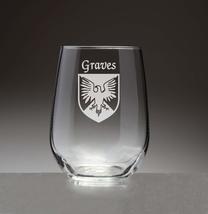 Graves Irish Coat of Arms Stemless Wine Glasses (Sand Etched) - £54.23 GBP