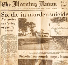1981 Grochmal Family Murder Suicide Newspaper Morning Union Chicopee Mas... - $927.89 MXN