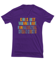 Inspirational TShirt Girls Just Want To Have Fun Color Purple-V-Tee  - £18.02 GBP