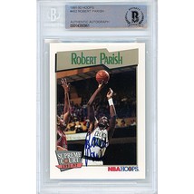 Robert Parish Boston Celtics Auto 1991 NBA Hoops Autographed On-Card Beckett BAS - £100.44 GBP