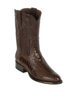 Los Altos Brown Handmade Genuine Ostrich Leg Roper Round Toe Cowboy Boot - £255.03 GBP - £270.97 GBP