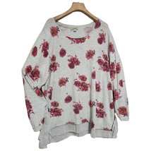 Lucky Brand Women’s 3X Sweater Floral PLUS Gray&amp;Pink Multi Cotton - £21.65 GBP