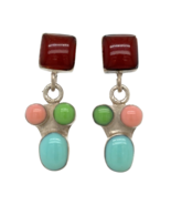 .925 Sterling Silver Multi-Stone Dangle Earrings 8.5g - $63.70