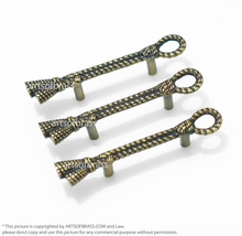 Set of 3 Solid Brass Retro Bondage Rope Handle Pulls - 3.74 Inches - £22.28 GBP