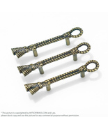 Set of 3 Solid Brass Retro Bondage Rope Handle Pulls - 3.74 Inches - £22.58 GBP