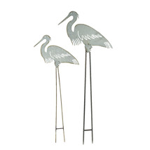 Set of 2 Metal Heron Garden Stake Sculptures Outdoor Bird Home Decor Yar... - $36.62