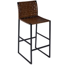 28" Brown and Black Leather and Iron Bar Chair - $14,786.29 MXN