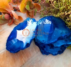 Unique Blue Agate Coffee Mug Holder Coaster Set Kitchen Table Decor Gift... - £150.01 GBP