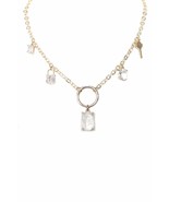 New Metal Chain Crystal Stone Lock And Key Dangle Necklace - €9,23 EUR