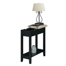American Heritage Flip Top End Table with Charging Station in Black Wood Finish - £126.51 GBP