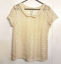Avon Crocheted Knit Top size Large Lacy Creamy Off White Shirt - £15.76 GBP
