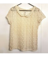 Avon Crocheted Knit Top size Large Lacy Creamy Off White Shirt - £15.49 GBP