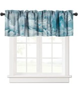 Blue Marble Curtain Valance Watercolor Abstract Ink Crack Windows Curtai... - £21.93 GBP