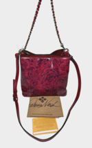 Patricia Nash Women&#39;s Ledra Etched Rose Bucket Leather Crossbody Bag Beet - $128.69