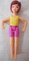 McDonald&#39;s 2003 Polly Pocket Doll 3 3/4&quot; Short Brown Hair Pink Shorts Yellow Top - £5.13 GBP