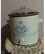 Vintage 80s Rival Crock Pot Stoneware  Model 3100P 3.5 Qt Flowers Lid Te... - €20,97 EUR