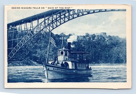 Maid of the Mist Steamer &amp; Steel Arch Bridge Niagara Falls NY UNP Linen Postcard - £4.04 GBP