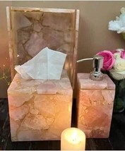 Rose Quartz Stone Bathroom Accessories Set Vessel Soap Dispenser  with 3... - $11,013.04 MXN
