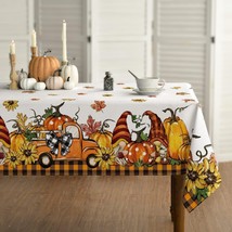 Fall Tablecloth 60x60 Inch Square Thanksgiving Autumn Harvest Orange Truck Gnome - £31.64 GBP