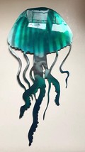 Jellyfish Metal Wall Art Accent Teal Tinged 16&quot; x 7 3/4&quot; - £25.05 GBP