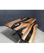 HANDI STONE Epoxy Square Table (Top and Base Both) Natural Wood Table, W... - $575.00