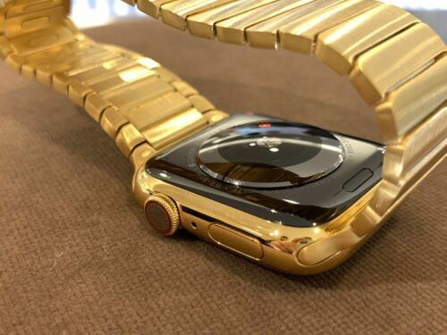 Gold Plated Apple Watch 24k 45mm SERIES 8 POLISHED Link CUSTOM Stainless Steel Item image 2