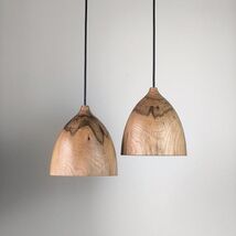 Handmade Oak Dome Pendant Light, Japandi Scandinavian Style Lamp, Kitche... - $195.00