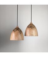 Handmade Oak Dome Pendant Light, Japandi Scandinavian Style Lamp, Kitchen Lights - $195.00