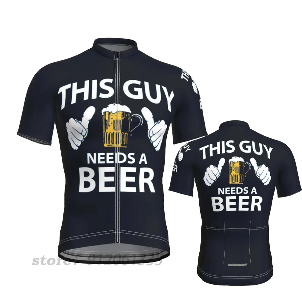 Sporting This Guy Need A Beer Cycling  Men Summer Short Sleeve Black Bike Top Cl - £41.55 GBP