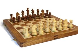 chess set wooden Board Game 14 inches foldable portable - £66.30 GBP