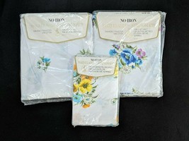 VTG Springmaid Marvelaire Blue Flower Twin Sheet Set Flat Fitted Pillow Case NEW - £29.45 GBP