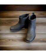 J's.o.l.e Black Ankle Cowboy Boots for Men Square Toe Chelsea Boots Size... - $59.39