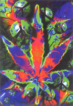 Psycho Leaf Poster Flag Psychedelic Peace Logo  - $14.99