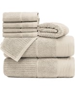 Dihonhfo 650GSM 100% Cotton Luxury Bathroom Towels Khaki Beige 8 PC Set - $39.59