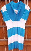 MOA Dress Blue/White Striped-Sweater Stretch-sz L-Sexy-Made in USA - $23.36
