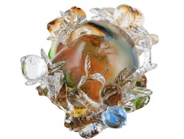 Chinese Art Glass Peach Paperweight - $153.45