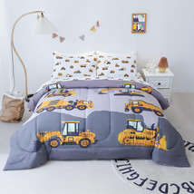 4-Pcs Construction Kids Bedding Set For Boys, Twin Size Comforter Set Wi... - $94.99