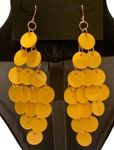 Designs by JIL Yellow Gold Dangle Pierced 4&quot; Earrings - £7.70 GBP